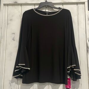 Beautiful black 3/4 sleeve bedazzled blouse